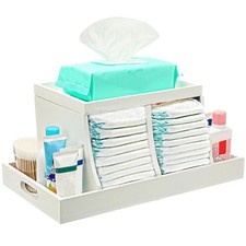 Diaper Organizer, Wooden Diaper Caddy Organizer, Changing Table Organizer, Di...