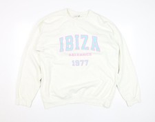 Womens UK Size L Rainbow Colours White Pullover Sweatshirt