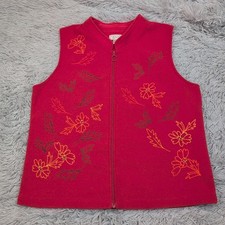 Christopher  Banks Vest Womens L Red Lightweight Zip Up Autumn Comfort Casual