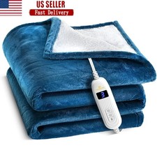 Heated Electric Blanket Soft Plush Throw Machine Washable Cozy Warm Comfort New