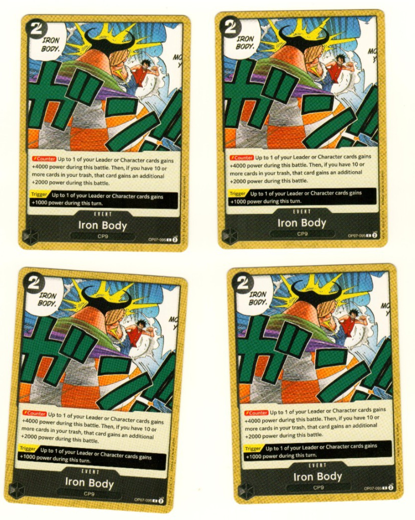 Set Of 4 Iron Body CP9 OP07-095 One Piece Trading Card