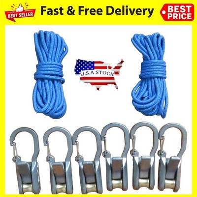 Lock Buckle Rope with Roller Tensioner 6 Hooks Tie Down Rope Cargo ...