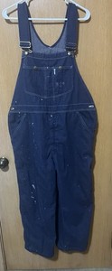 VINTAGE Sears ROEBUCKS Dark Denim Bib Overalls 40 X 30 Paint Splattered Soft