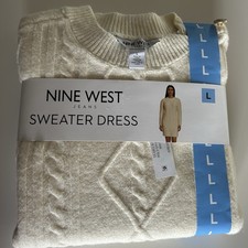 Nine West Women’s Mini Sweater Dress Size Large in Cream