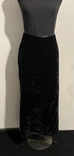 Venezia Jeans Skirt Womens 14/16 Black Crushed Velvet Maxi Pull On Silk Blend