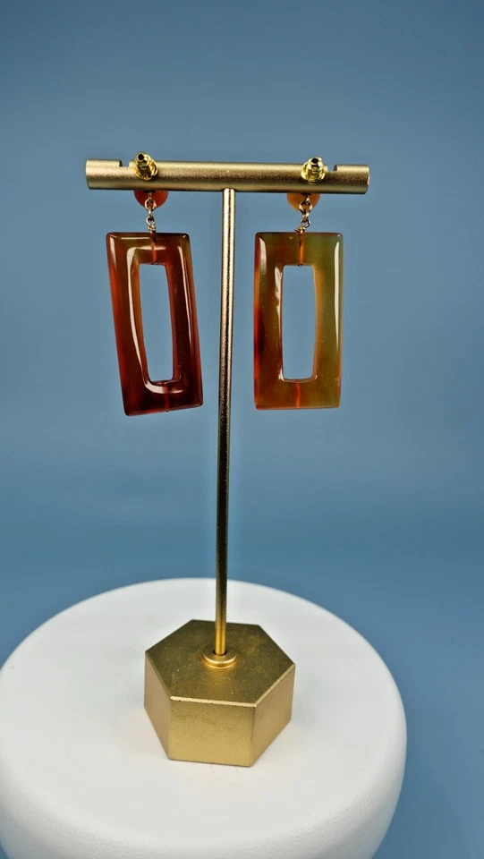 Pendientes colgantes de cornalina llamativos 14k postes aprox. 2,25" ¡Lindo!! Foto 3 de 4