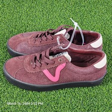 NEW Vans Sport Suede Burgundy Pink V-Stripe Low Top Sneakers Women's 6.5 Barbie