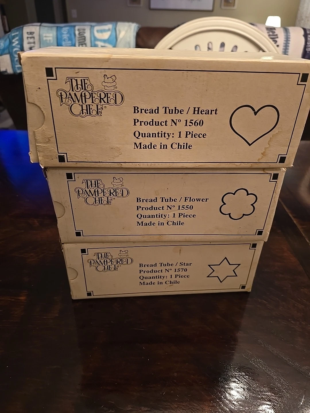 Set of 3 The Pampered Chef Valtrompia Bread Tubes - Heart Star Flower Shaped NEW