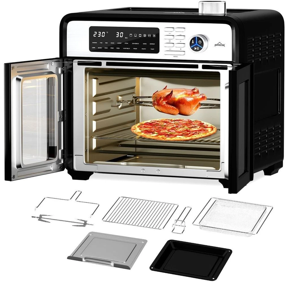 Homelux 28L Heißluft Backofen XXL Fritteuse Umluft 1700W Grill Pizza Drehspieß - Bild 3 von 4