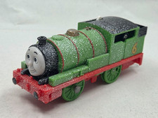 Thomas Friends Trackmaster Percy Snowy Train Engine motorized green Mattel 2009