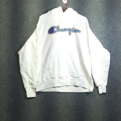 Champion Reverse Weave Warmup Sweatshirt Men L White Large Callout Embroidered