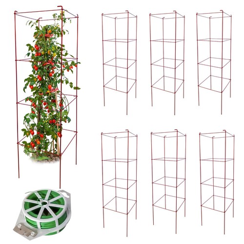 Tomato Cages Plant Stand with 164 Feet Twist Ties, Heavy Duty Garden Plants S...