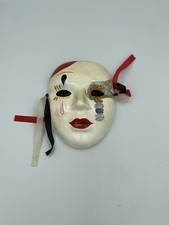 Vintage Jester  Clown Mardi Gras Ceramic Hanging Mask New Orleans Fancy Faces