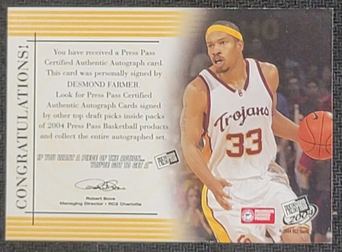 ¡Pase de prensa Desmon Farmer 2004 autógrafo USC Trojans! - Imagen 2 de 2