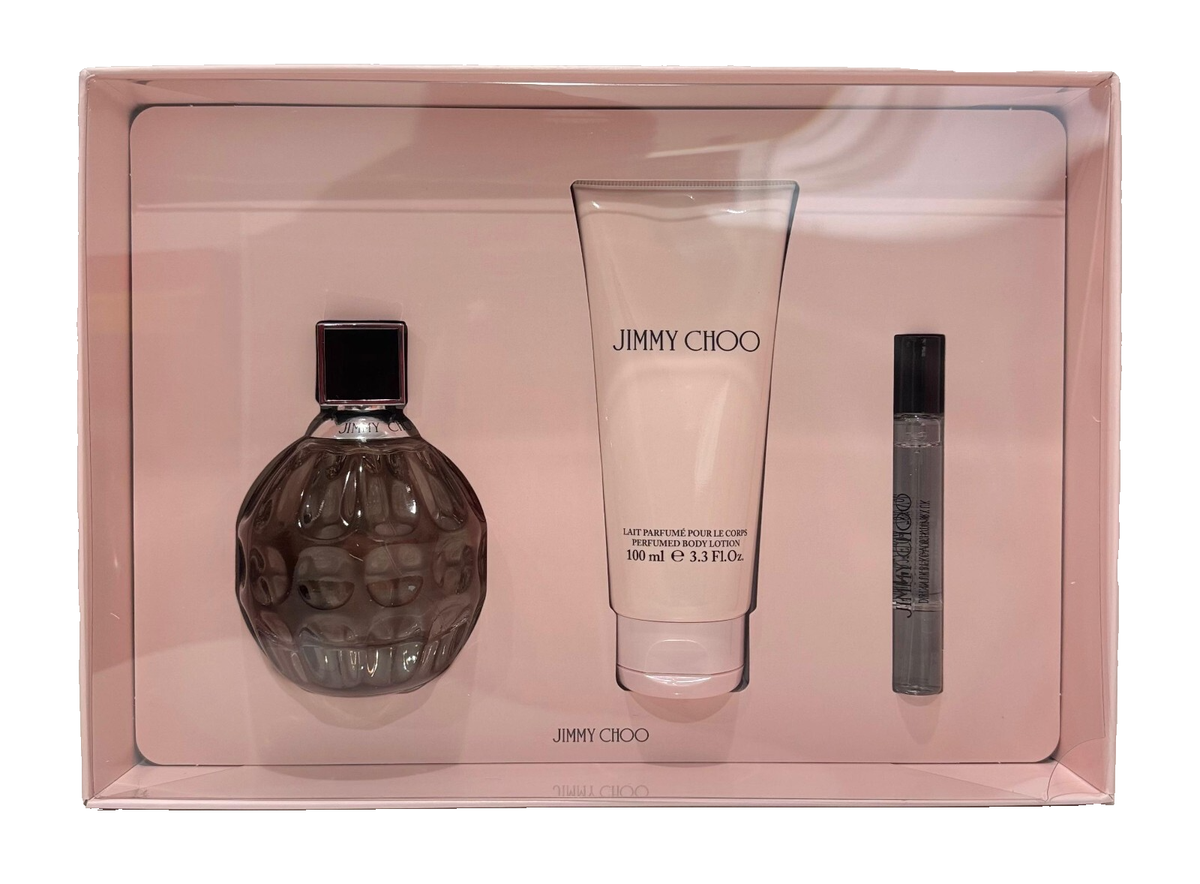 Jimmy Choo Gift Set for Women - 3.3 oz + 0.25 oz EDP + 3.3oz Body