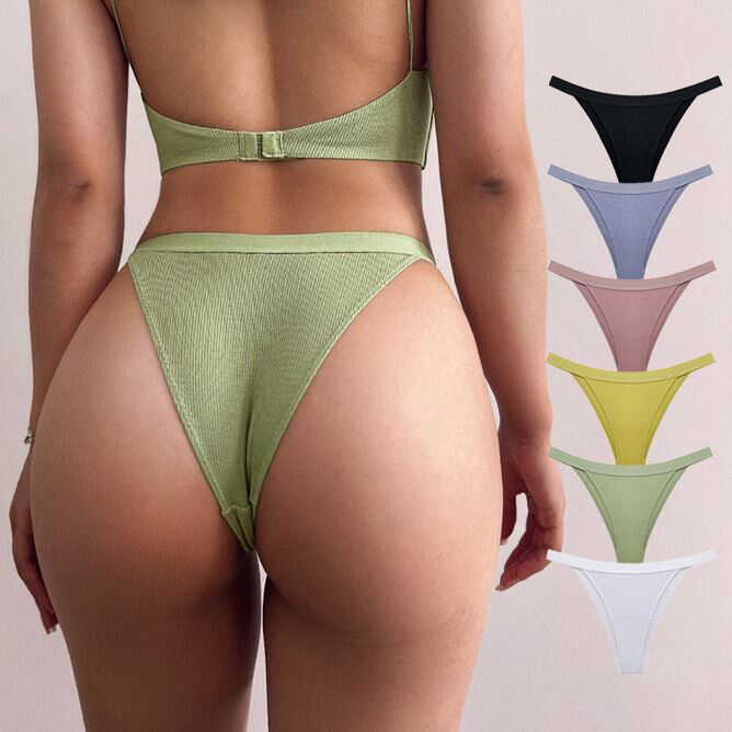 Sexy Mujeres Lencería Tanga Tanga Espalda en V Ropa Interior Calzoncillo Acanalado Bragas Bikini