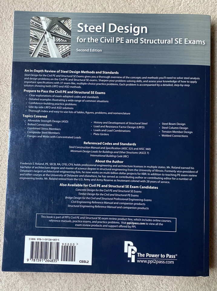 Steel Design for the Civil PE and Structural SE Exams by Frederick S. Roland... - Image 2 of 4