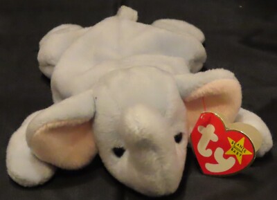 TY Beanie Babies Collectors  Peanut  Elephant 1995  Rare  With Original Tag #7