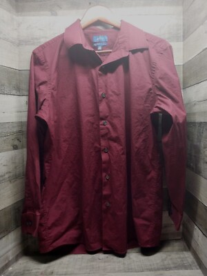 Apt.9 Premier Flex Slim Fit Spread-Collar Dress Shirt Burgundy Medium 32/33  16.5 | eBay