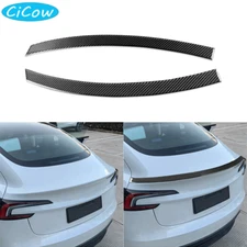 2 Pcs For Tesla Model 3 Highland 2023+ Rear Trunk Spoiler Wing Trim Carbon Fiber