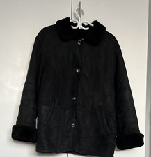 Kaliko Vintage Women’s Sheep Skin Black Coat / Jacket - Sherpa Lined Size M / L
