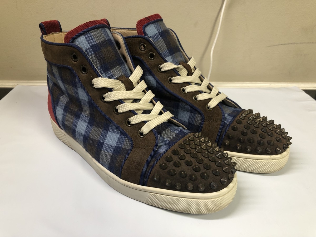 靴 Luglion flat calf size 41 CHRISTIAN LOUBOUTIN Louis Flat Calf Spikes Blue Sneakers New