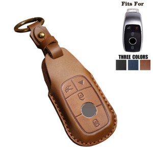 Genuine Leather Black Key Fob Cover Case For Mercedes Benz 3-Button Remote (New)