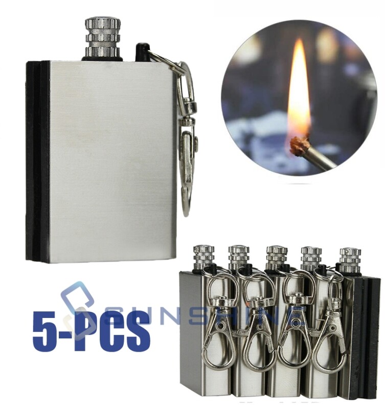 Fire Starter Waterproof Flint Lighter Match Metal Keychain