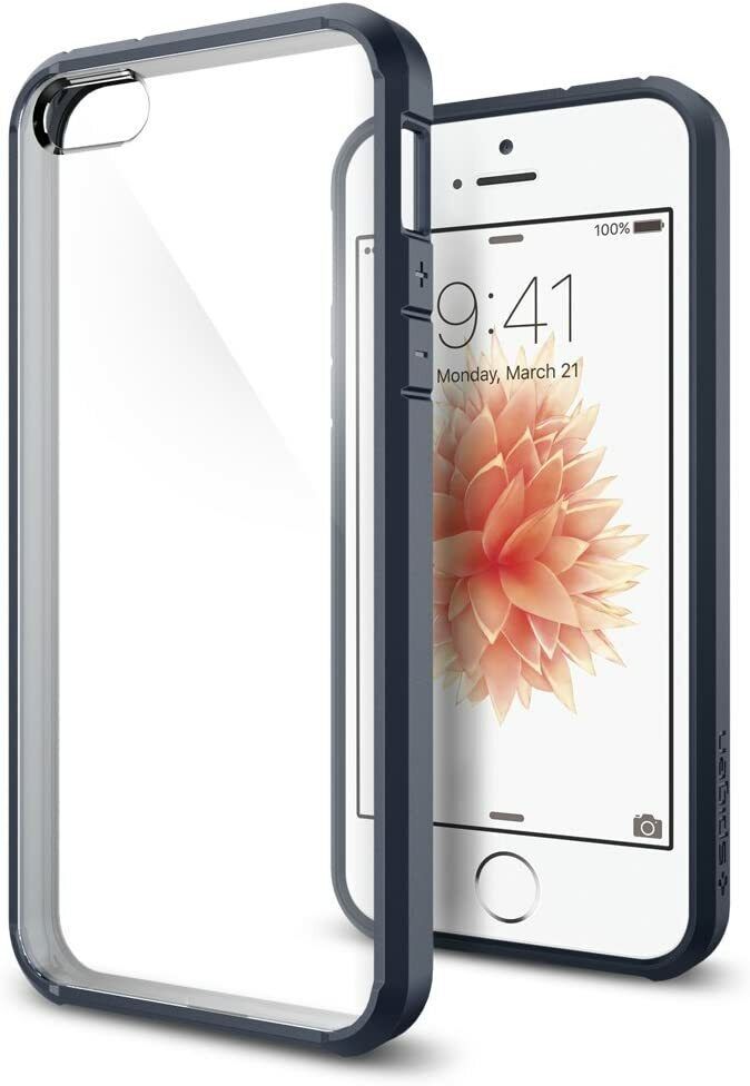 For iPhone SE (2016), 5S, 5 Case, Spigen Ultra Hybrid Cover - Metal Slate