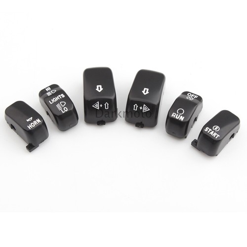 6pcs Hand Control Switch Housing Buttons Caps Fits For Harley Touring Road Glide - Picture 4 of 12