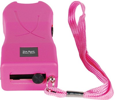 80 Mil Volt Runt Pink Flashlight Stun Gun Self Defense Hiking Camping w case  