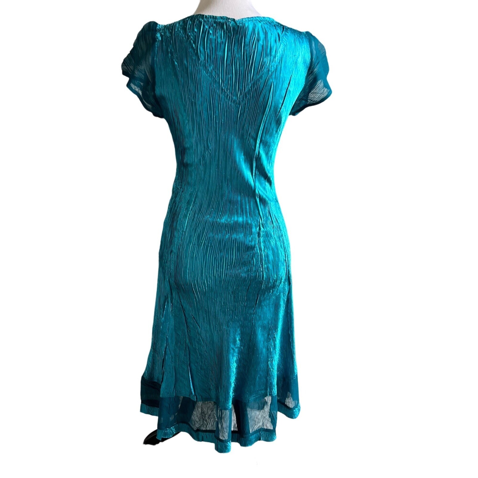 Komarov Blue Crinkle Charmeuse Ultra Marine Dress Siz… Gem