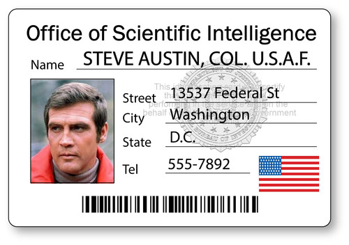 STEVE AUSTIN SIX MILLION DOLLAR MAN NAME BADGE HALLOWEEN COSPLAY MAGNET BACK