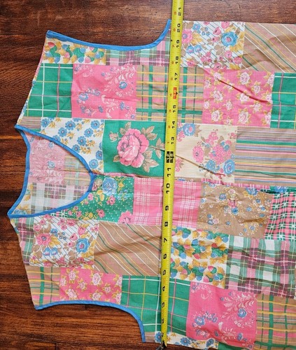 Vintage 1960s Button-Front Full Cobbler Apron Smock Retro Patchwork 2 Pocket NEW - Picture 4 of 7