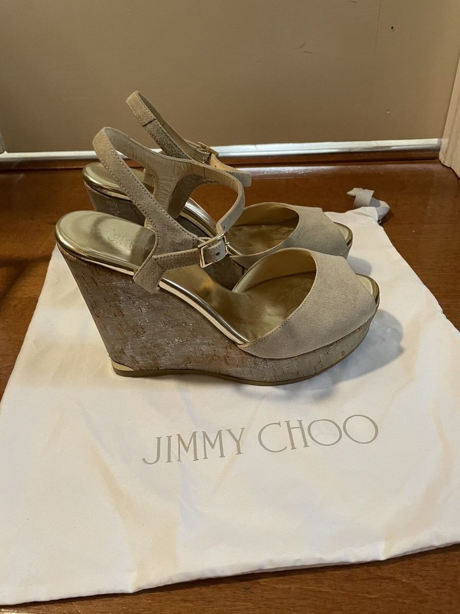 New Jimmy Choo Women's Cork Wedge Sandal 38 EU 7.5 US | eBay