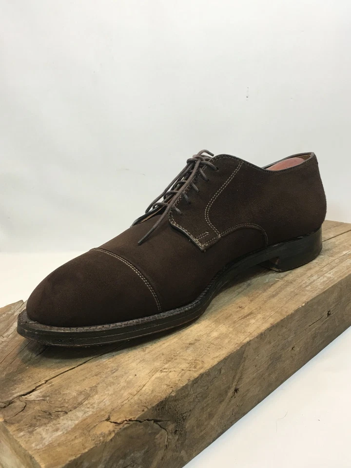 MEN BROOKS BROTHERS BROWN SUEDE LEATHER CAP TOE DERBY SHOES SZ 10.5 D MADE USA - Image 2 of 4