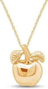 Authentic Apple Pendant 18" Necklace 14k Gold Plated 925 Sterling Silver