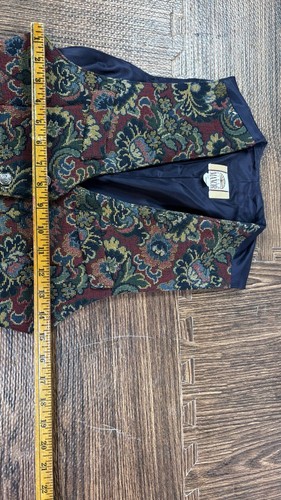 Vintage Tapestry Floral Vest 80s 90s Victorian Steampunk Retro Waistcoat S USA - Picture 7 of 8