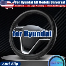 For Hyundai Car 15'' Genuine Leather Steering Wheel Cover Breathable Anti-Slip