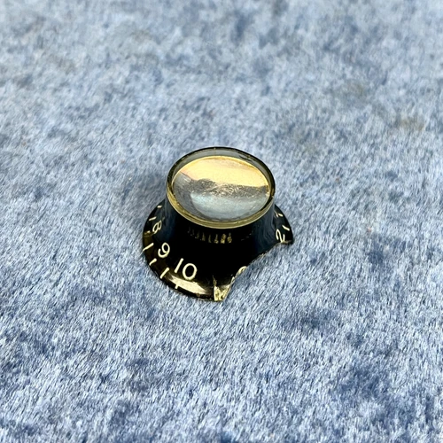 1960's Gibson Black Reflector Guitar  Knob  "No Tone-Volume"  Cracked