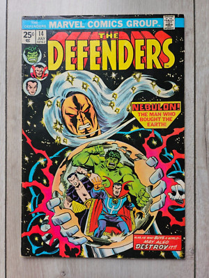 Defenders 14 Marvel Comics 1975 Mid to Mid+ Grade Key Issue Nighthawk Joins Team