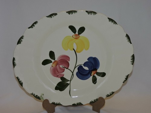 Blue Ridge Pottery Serving Dish Platter Vintage Hand Painted Plate Flower 11.5" - Picture 2 of 6