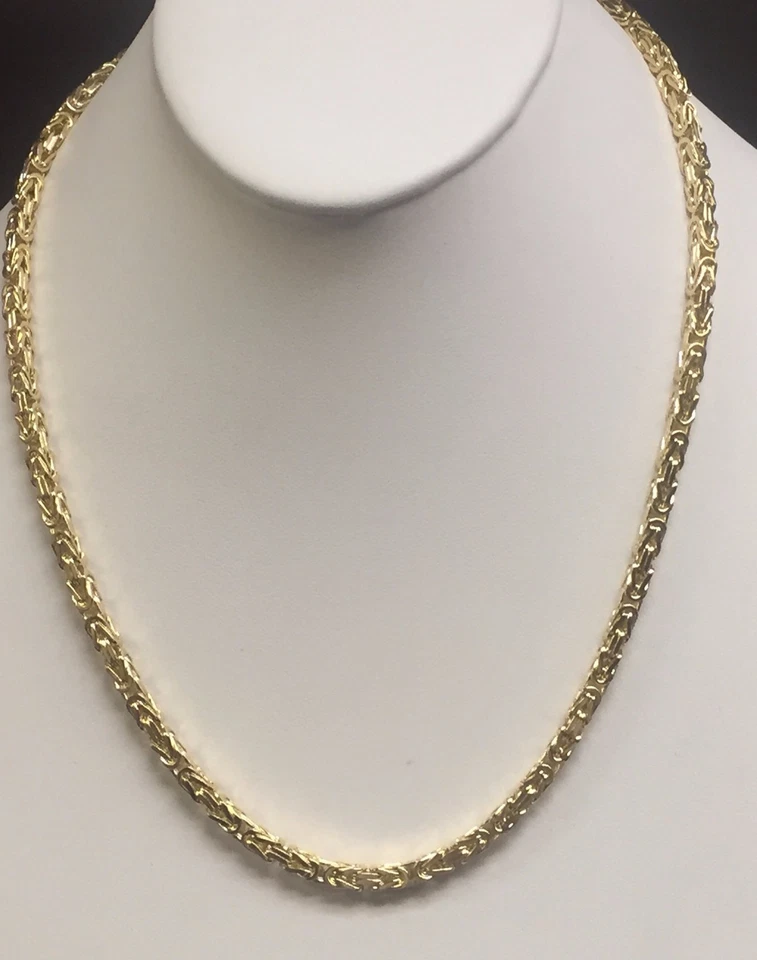 14KT Solid Yellow Gold Byzantine Square Super 20" 4mm 55 grams Chain/Necklace