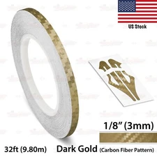 1/8" Roll Vinyl Pinstriping Pin Stripe Tape Sticker 3mm CARBON FIBER DARK GOLD