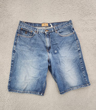 Rocawear Shorts Men 36 Blue Medium Wash Baggy Embroidered Y2K Denim