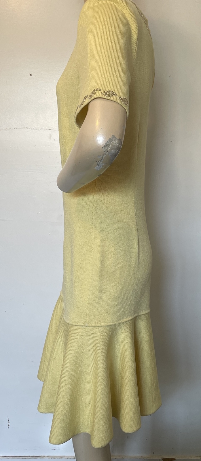 Vintage Elisabeth Custom Knits Flip Dress Lemon Yellow Gold Accents Rare 1980s image 2