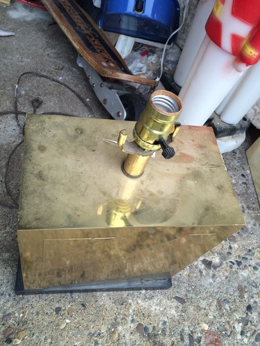 Retro 1960S Paul Evan Style Gold Square Metal Patched Large Table Lamp Base - 第 3/4 張圖片