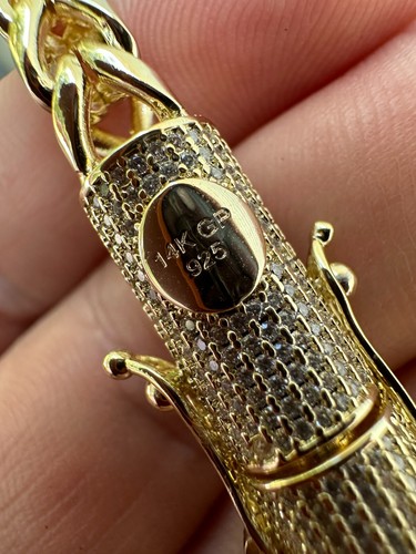 Iced MOISSANITE Clasp 14k Gold Stainless Steel Franco Chain Necklace Bracelet - 第 13/24 張圖片