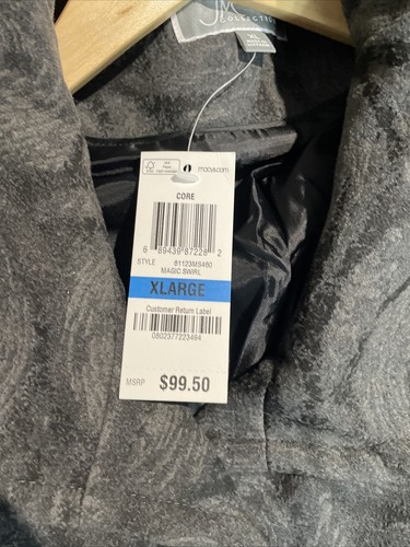 JM Collection Plush Wing-Collar Gray Coat Magic Swirl Size XL NWT Ret $99 - Picture 7 of 8