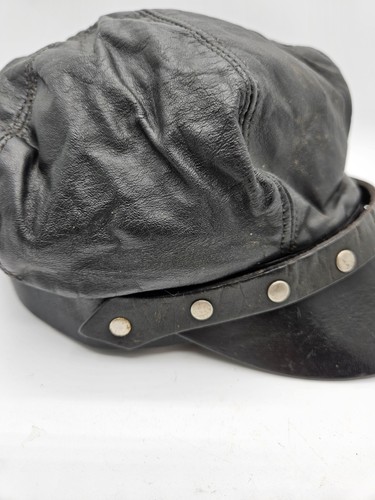 Vintage Freedom Machine Leather Studded Biker Cap Hat Black Size One Size USA - Picture 6 of 16
